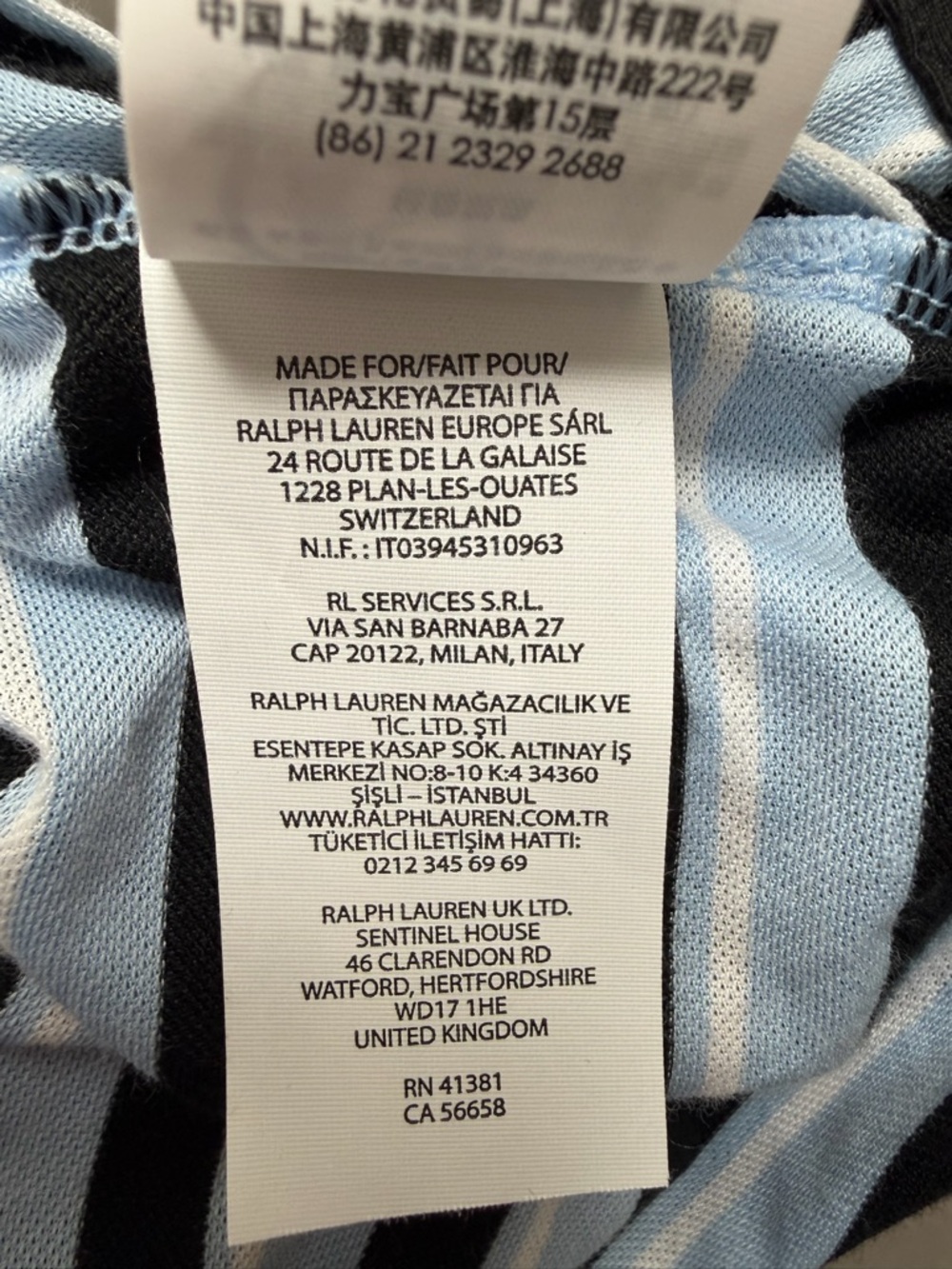 Ralph Lauren RLX Striped Polo Shirt - Black & Light Blue, EUC, XXL - Picture 8 of 8